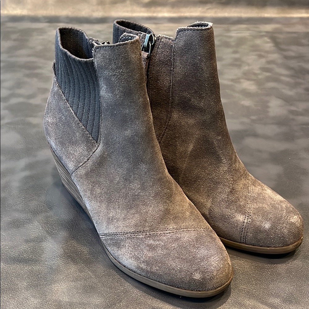 Toms Gray Chelsea Ankle Booties with Elastic Panels
